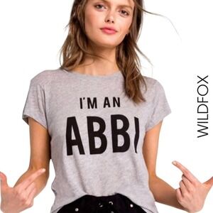 Wildfox NWT I'm An Abbi Broad City Statement Graphic Baby Tee Heather Gray XS‎